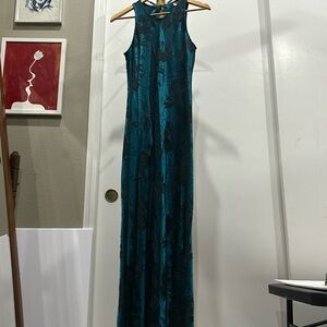 Long gown with floral designs.